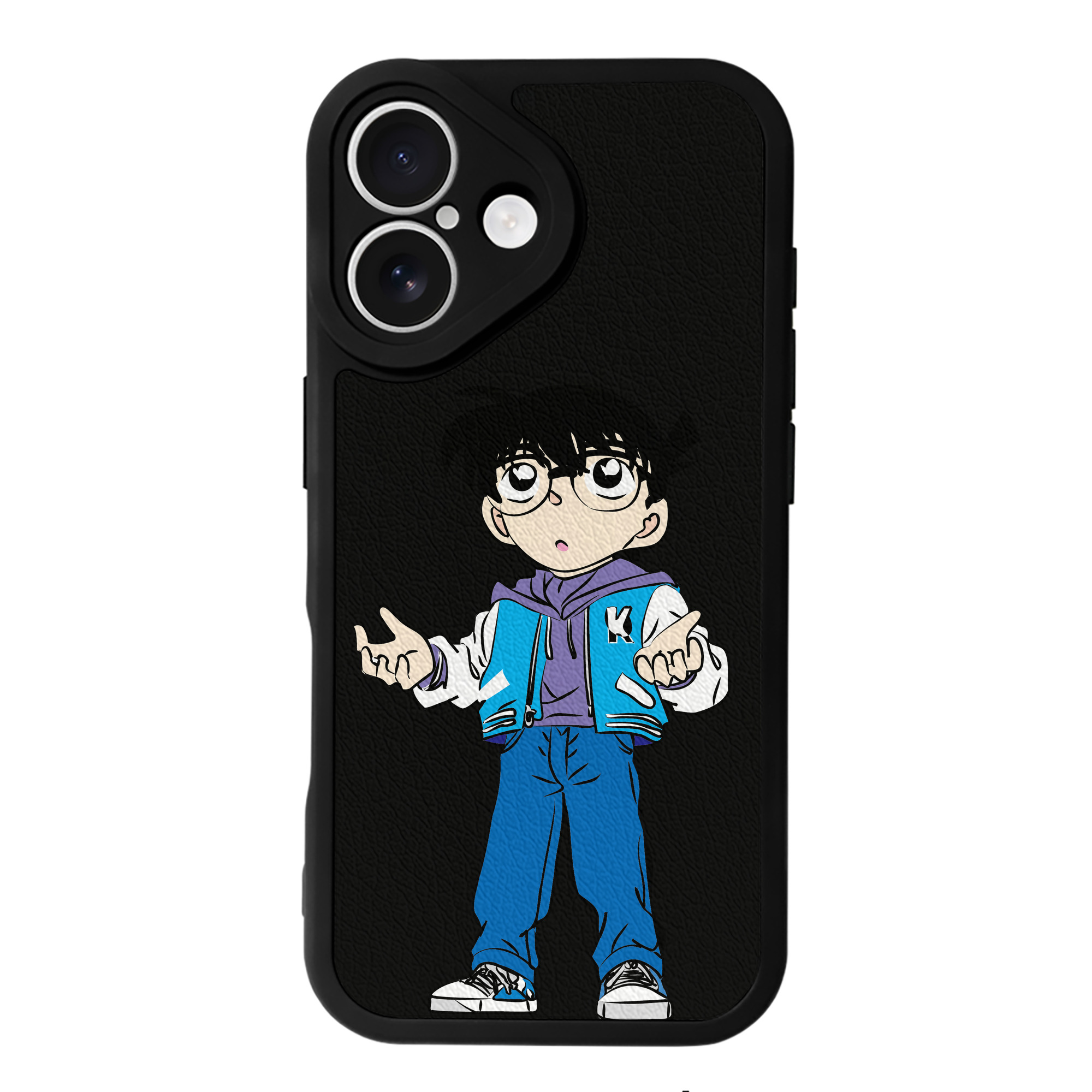 （画像用） 名探偵コナン 江戸川 コナン Detective Conan Conan Edogawa 【iPhone 16シリーズ対応】シリコンスマホケース（レザー調） 材質：シリコン